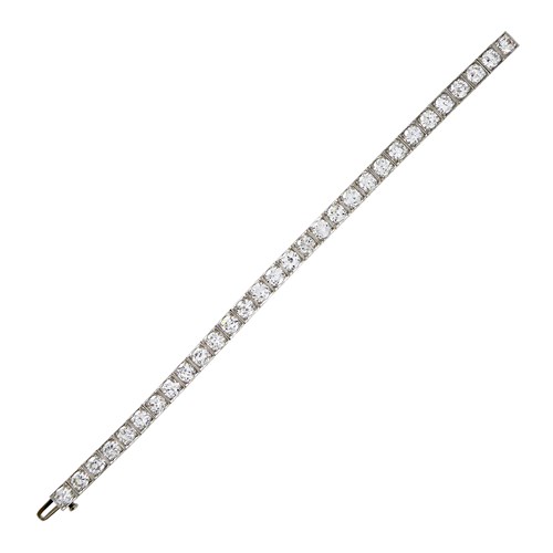 Art Deco diamond line bracelet by Tiffany, New York c.1925, box collet set with round brilliant transition cut diamonds,